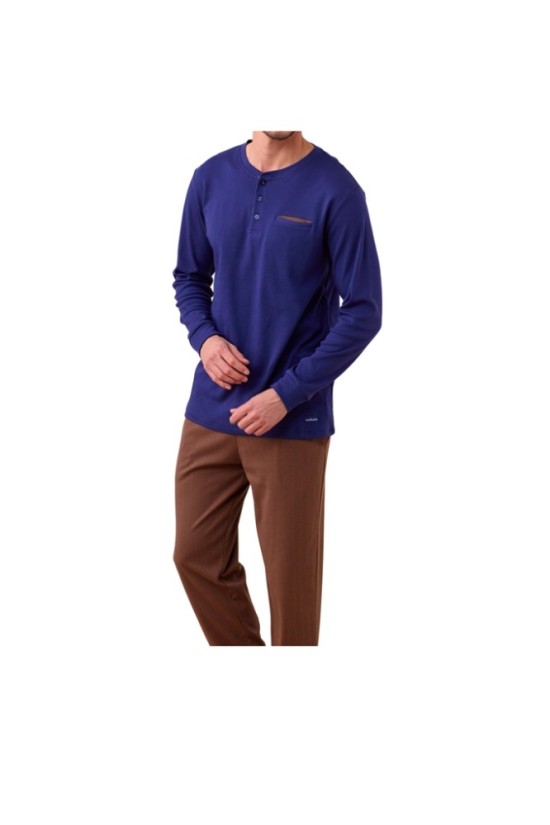 Noidinotte Ανδρική Πιτζάμα Χειμερινή Μπλε- Καφέ Ζακάρ FC3131