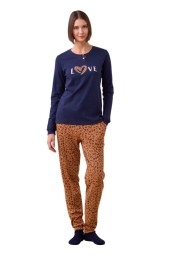 Noidinotte Γυναικεία Χειμερινή Πιτζάμα Μπλε - Καφέ Λεοπάρ FA9261 Noidinotte Γυναικεία Χειμερινή Πιτζάμα Μπλε - Καφέ Λεοπάρ FA9261