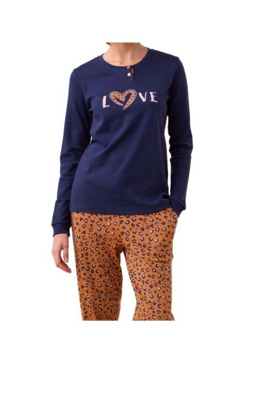 Noidinotte Γυναικεία Χειμερινή Πιτζάμα Μπλε - Καφέ Λεοπάρ FA9261 Noidinotte Γυναικεία Χειμερινή Πιτζάμα Μπλε - Καφέ Λεοπάρ FA9261