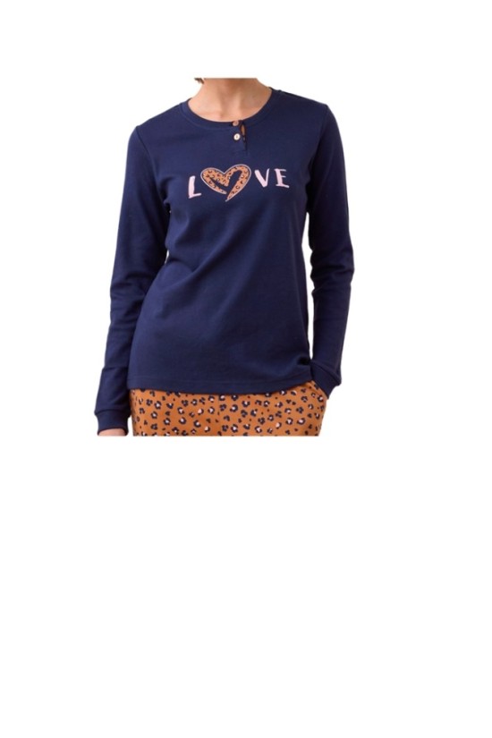 Noidinotte Γυναικεία Χειμερινή Πιτζάμα Μπλε - Καφέ Λεοπάρ FA9261 Noidinotte Γυναικεία Χειμερινή Πιτζάμα Μπλε - Καφέ Λεοπάρ FA9261