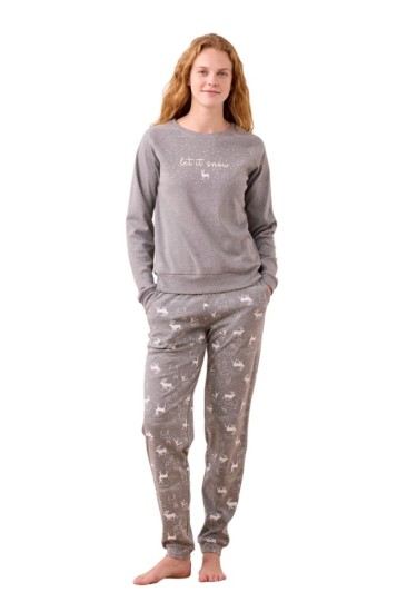 Noidinotte Γυναικεία Χειμερινή Πιτζάμα Γκρι  FA9319