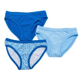 Cotonella Γυναικεία Mini Slip 3 Τεμάχια Σιέλ-Γκρι-Μπλε