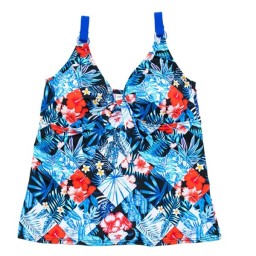 Diver Γυναικείο Tankini Μαγιό Μπλε Floral Cup D