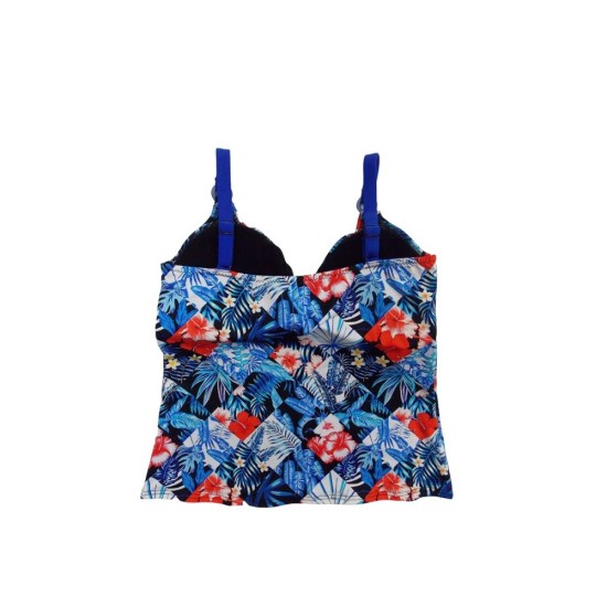 Diver Γυναικείο Tankini Μαγιό Μπλε Floral Cup D