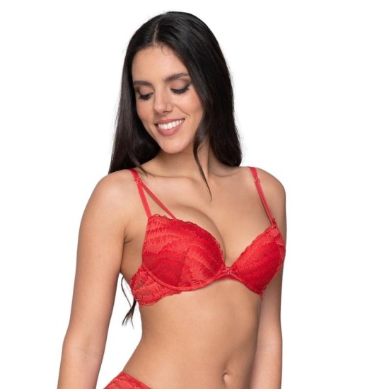 Luna Flirt Γυναικείο Σουτιέν Super Push Up Κόκκινο 14300