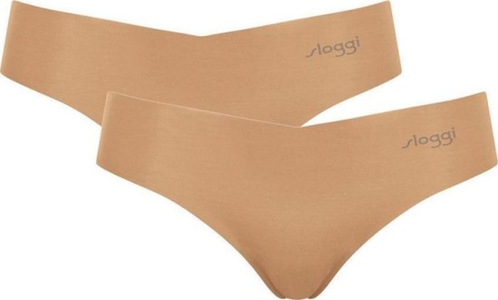 Sloggi Zero Cotton H Γυναικεία Hipstring Χωρίς Ραφές 2 Τεμάχια Μπεζ