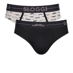 Sloggi GO Movember H Mini Ανδρικά Slip 2 Τεμάχια Μαύρο-Άσπρο