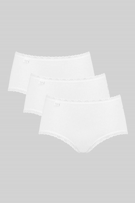 Sloggi Cotton Lace Γυναικεία Midi 3 Τεμάχια Άσπρα