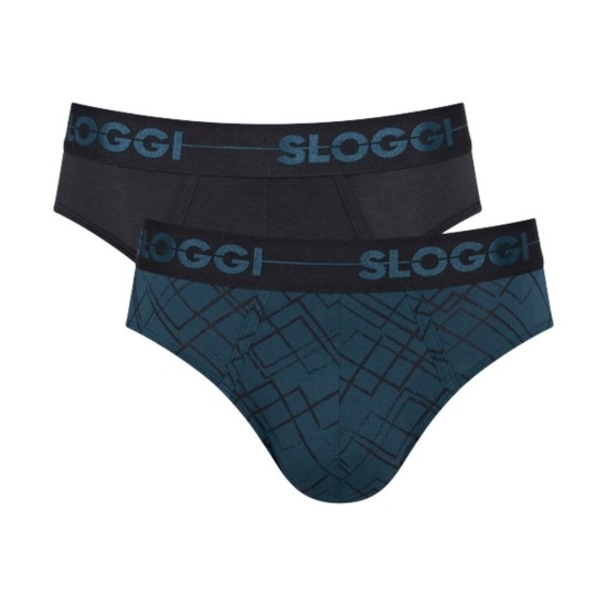 Sloggi men Go H Holiday Mini Slip 2 Τεμάχια Μαύρο-Πετρόλ