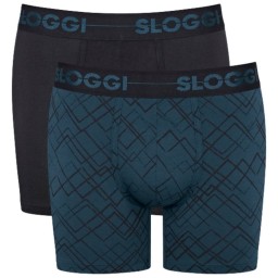 Sloggi men Go H Holiday Short Boxer 2 Τεμάχια Μαύρο-Πετρόλ