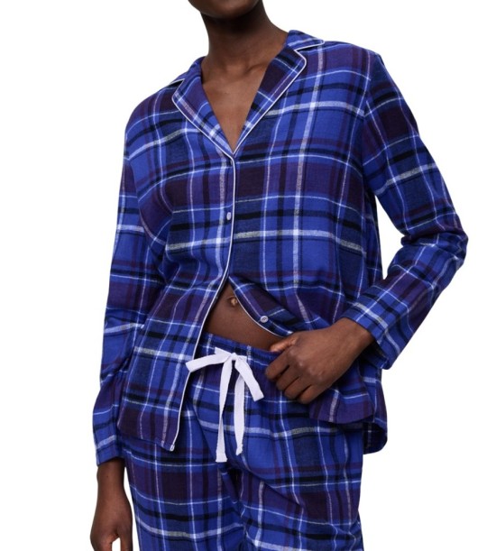 Triumph Boyfriend PW 01 X Checks Γυναικεία  Χειμερινή Πιτζάμα Μπλε